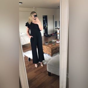 Nordstrom black asymmetrical formal jumpsuit size large